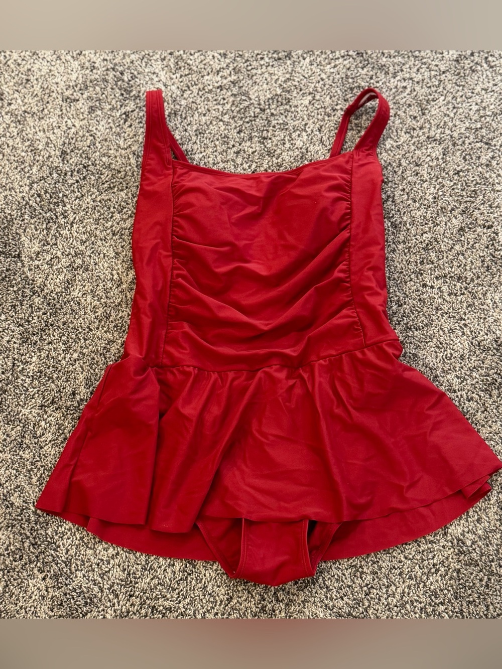 Red Size L Women's Peplum Tank Top Swimsuit